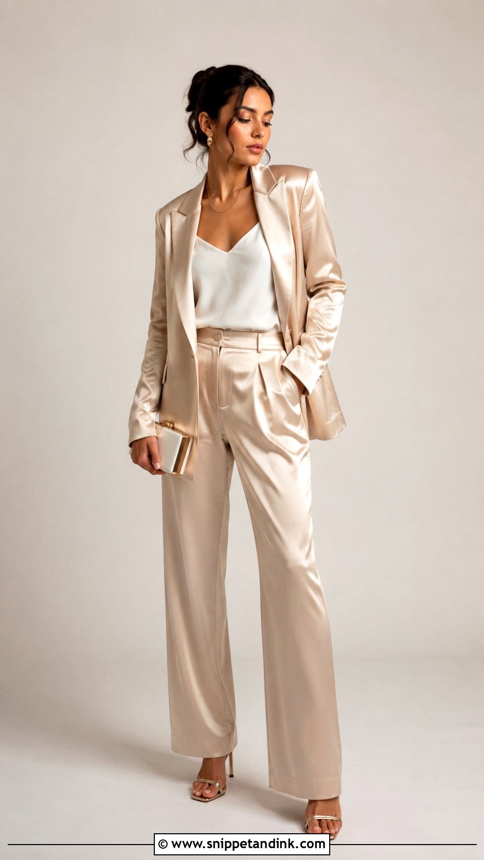 Champagne Satin Suit For Wedding - Snippet and Ink - 25 Suit for Wedding Women Ideas