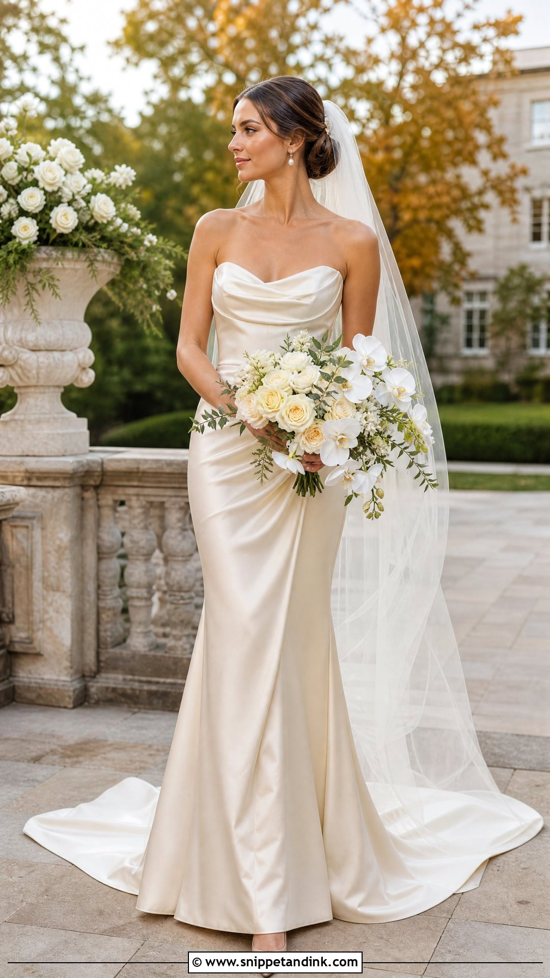 Champagne Satin Trumpet Wedding Dress - Snippet and Ink - 20 Satin Trumpet Wedding Dress Ideas