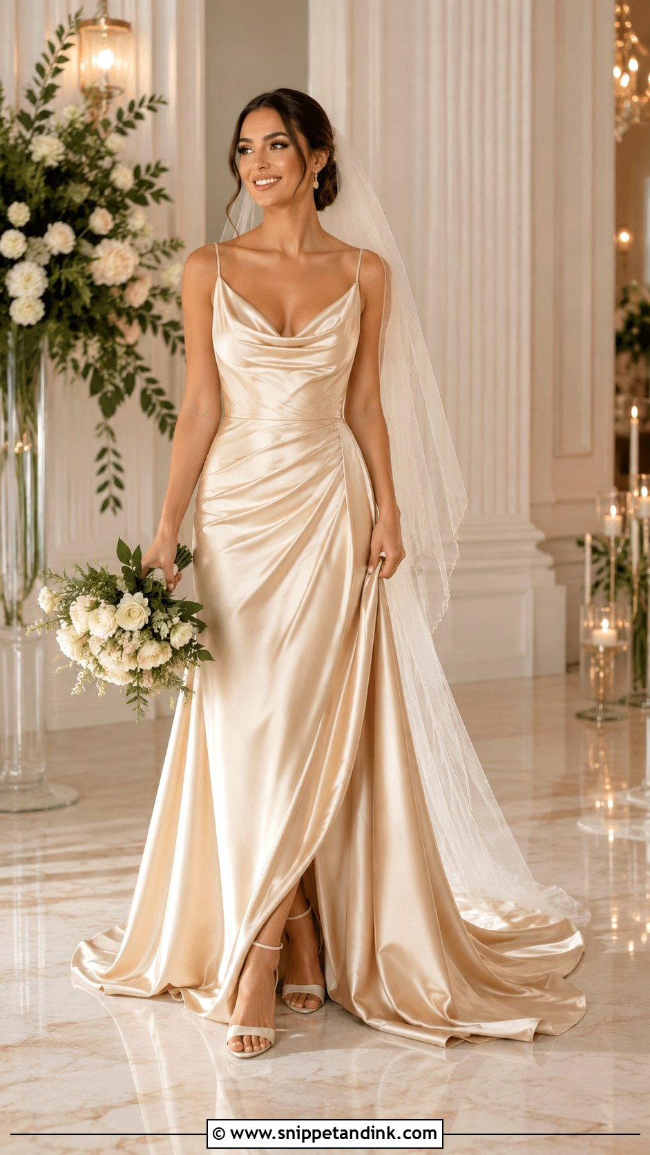 Champagne Satin Wedding Dress - Snippet and Ink - 30 Satin Wedding Dresses