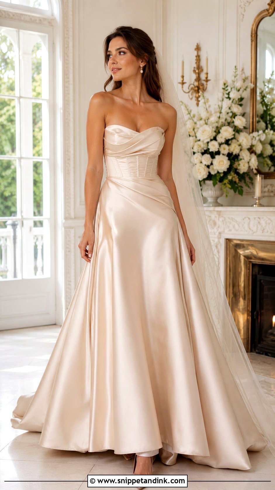 Champagne Satin Wedding Dress - Snippet and Ink - 20 Classy Satin Wedding Dress Ideas