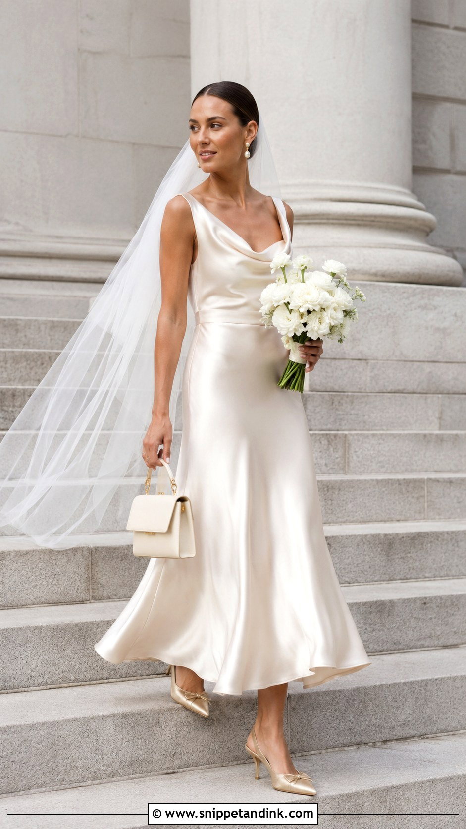 Champagne Satin Wedding Dress - Snippet and Ink - 20 Justice of the Peace Wedding Dress Ideas