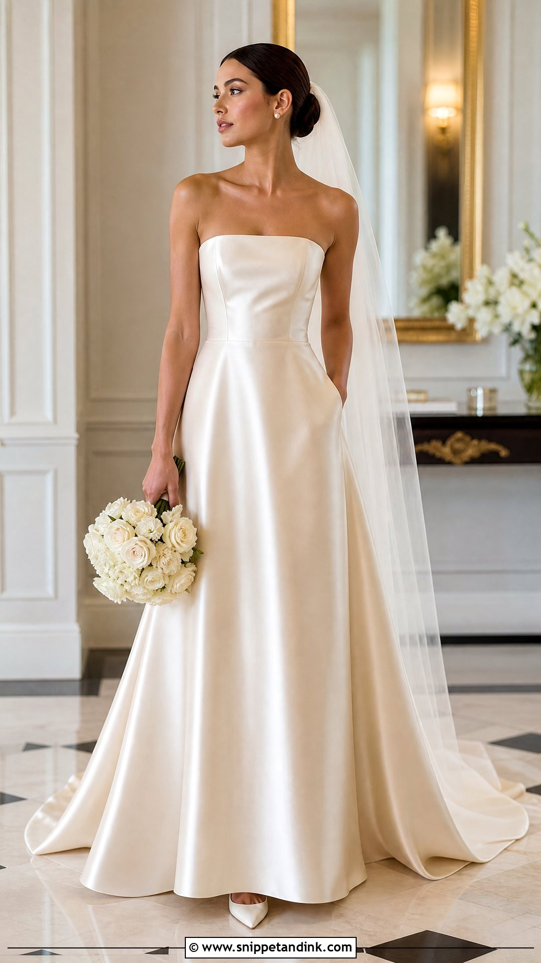 Champagne Satin Wedding Gown - Snippet and Ink - 25 Champagne Wedding Gown Ideas