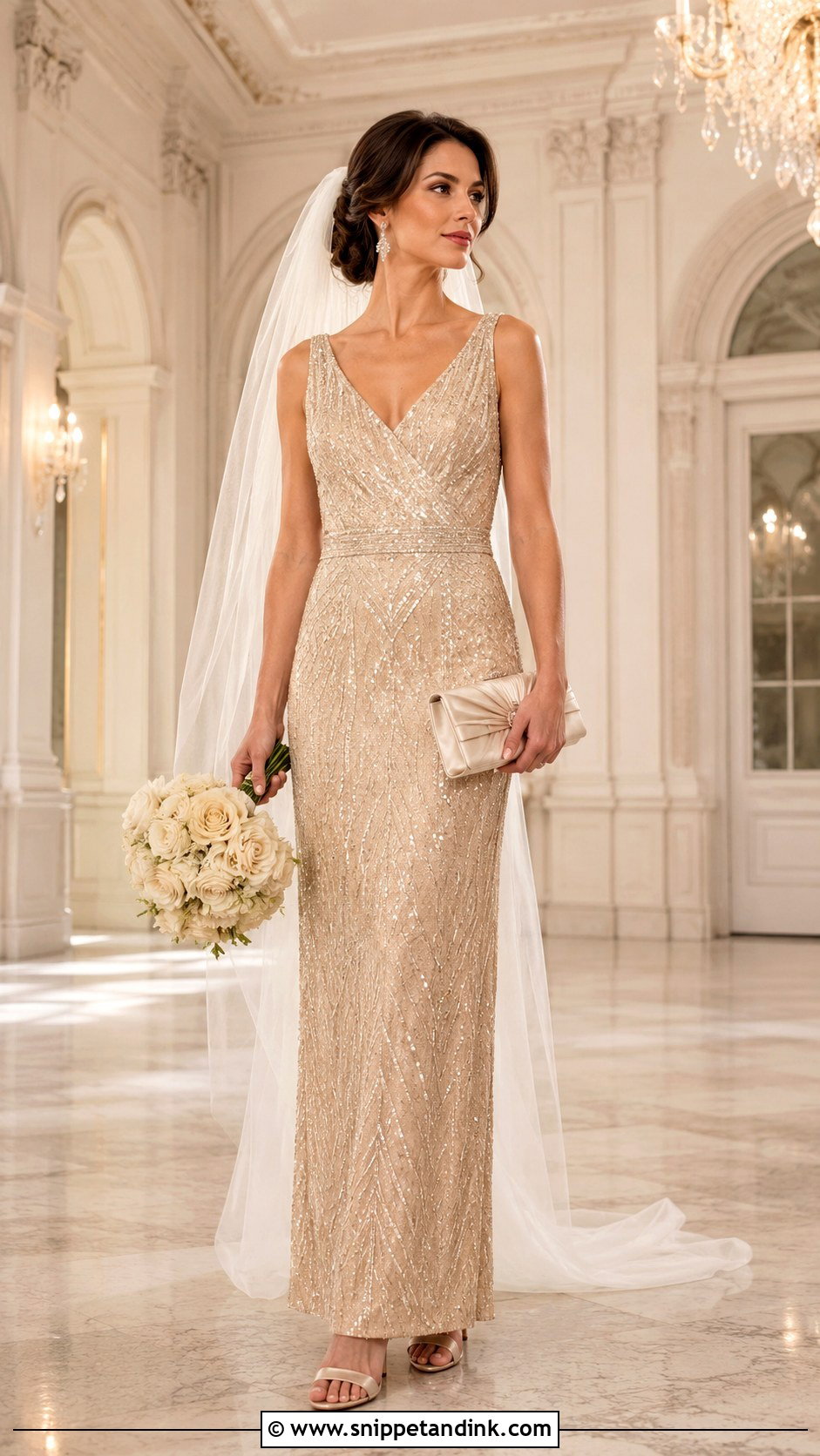 Champagne Sequin 1920s Wedding Dress - Snippet and Ink - 20 1920s Inspired Wedding Dress Ideas