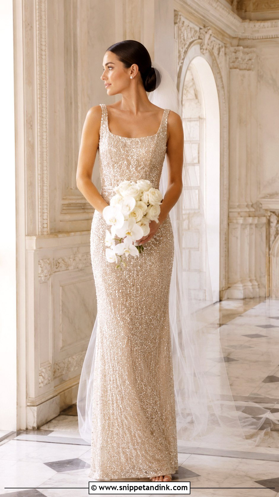Champagne Sequin Bridal Dress - Snippet and Ink - 20 Champagne Bridal Dress Ideas