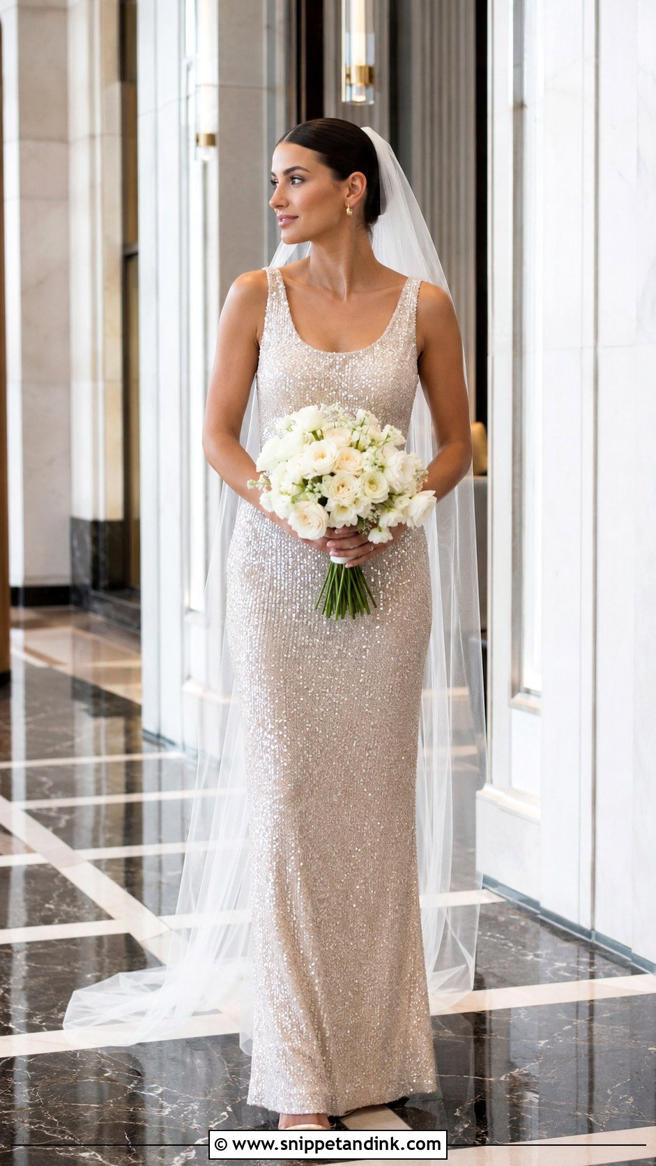 Champagne Sequin Column Wedding Dress - Snippet and Ink - 20 Off White Champagne Ivory Wedding Dress Ideas