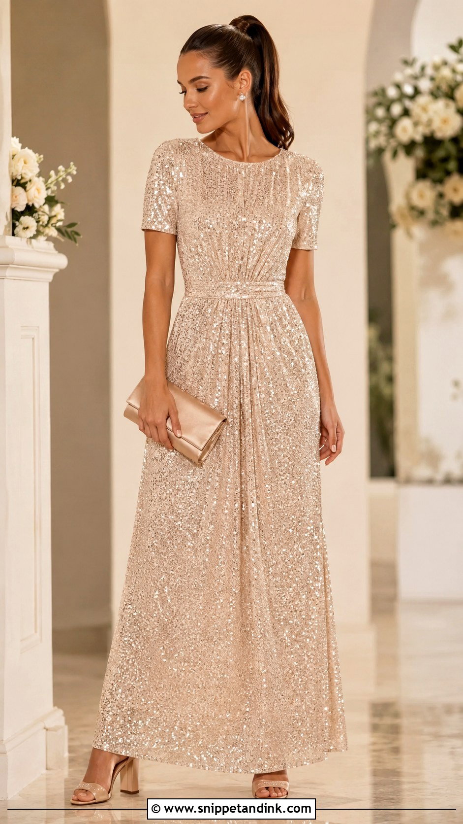 Champagne Sequin Sendoff Maxi Dress - Snippet and Ink - 20 Nguo Za Sendoff Ideas