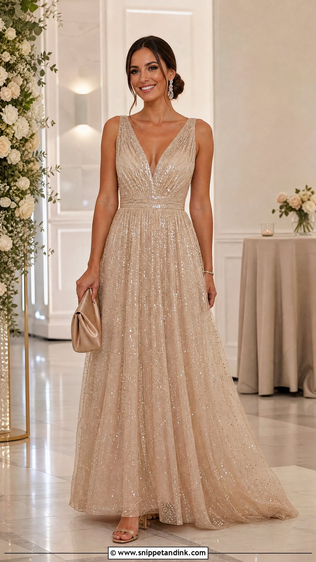 Champagne Sequin Tulle Gown - Snippet and Ink - 20 Tulle Gowns