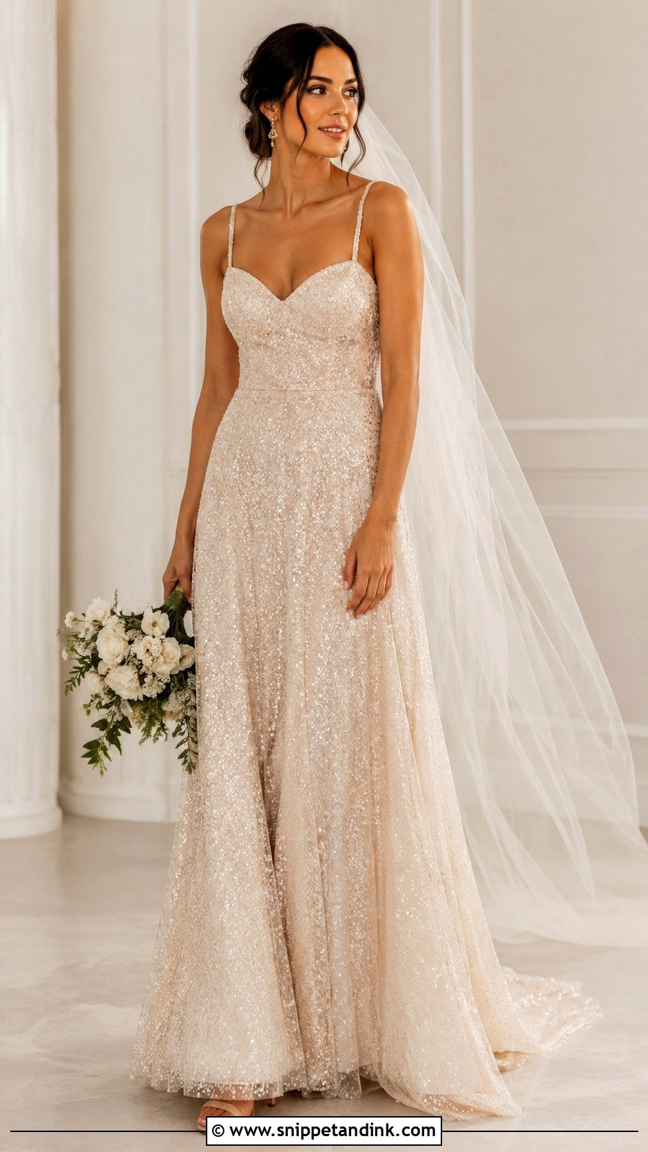 Champagne Sequin Wedding Dress - Snippet and Ink - 25 Sequin Wedding Dress Ideas