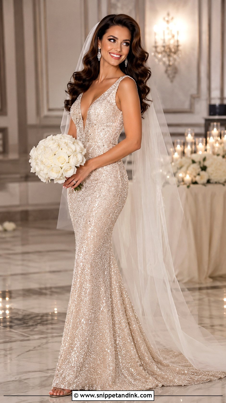 Champagne Sequin Wedding Dress - Snippet and Ink - 20 Glam Wedding Dresses