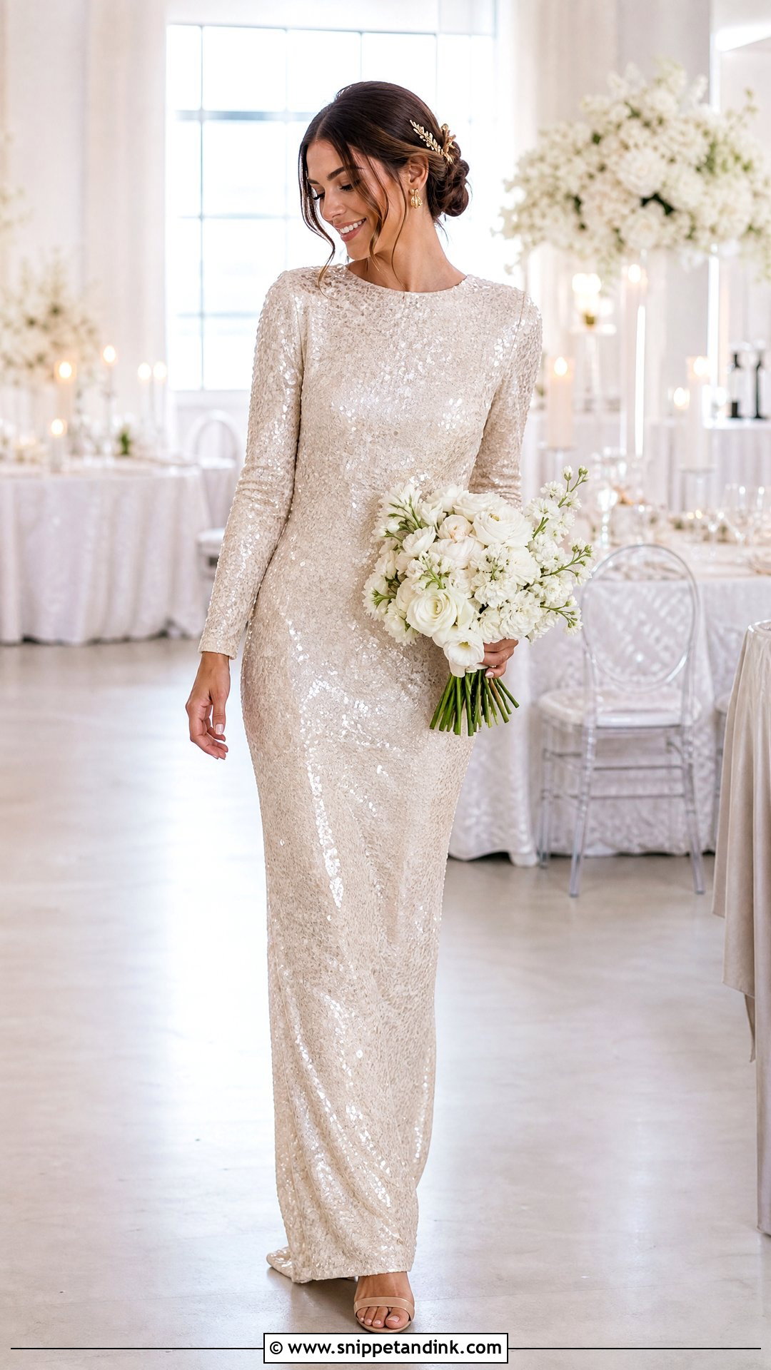 Champagne Sequin Wedding Dress - Snippet and Ink - 20 Unique Nontraditional Wedding Dresses