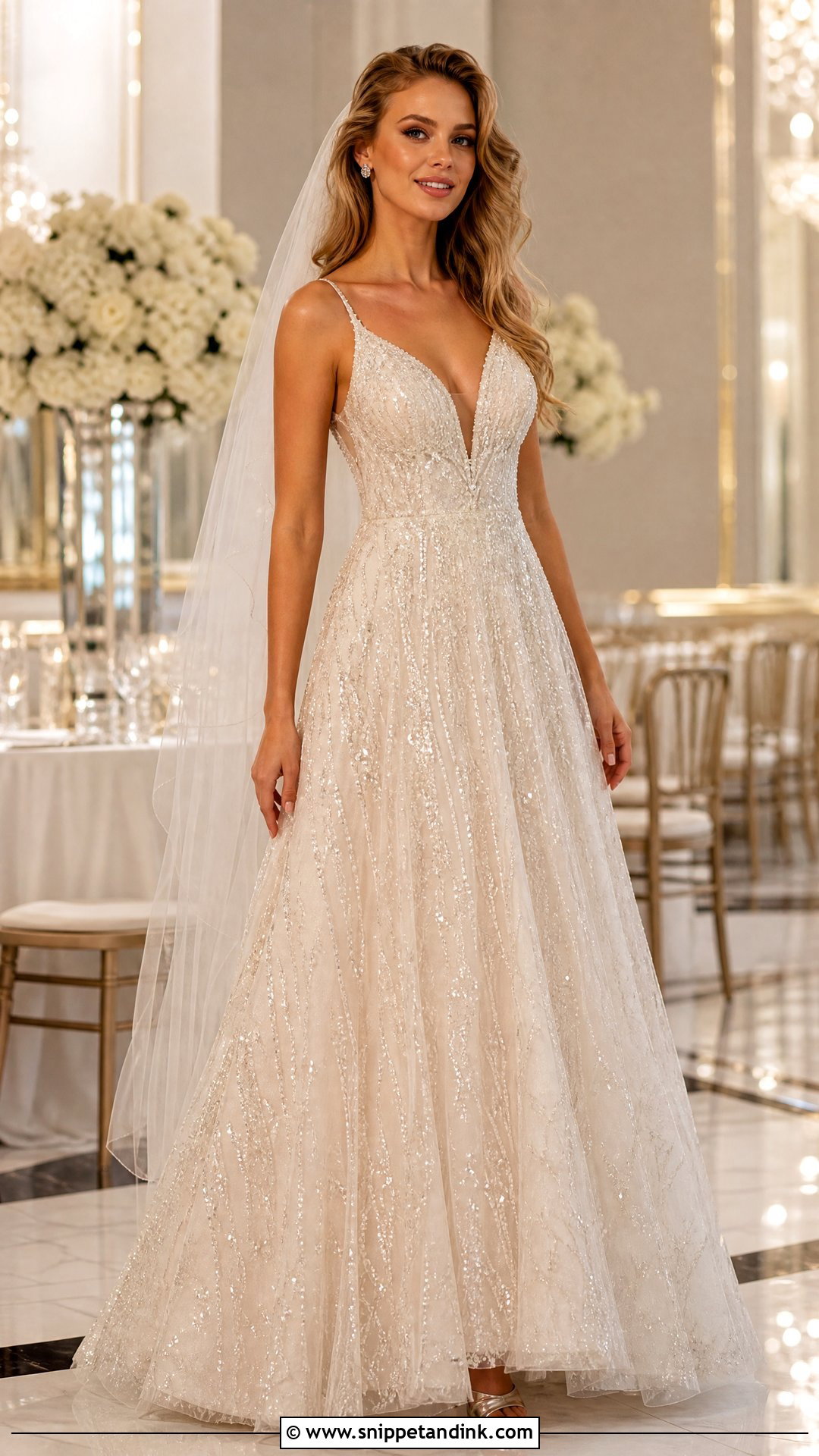 Champagne Sequin Wedding Dress - Snippet and Ink - 20 Vintage Glam Wedding Dress Ideas