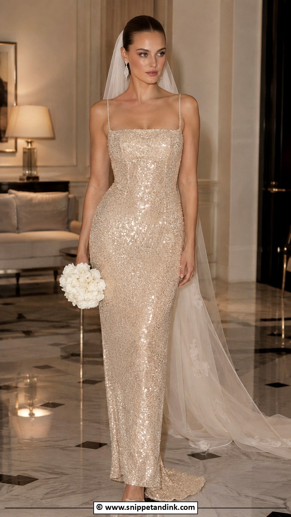 Champagne Sequin Wedding Dress - Snippet and Ink - 30 Champagne Wedding Dress Ideas
