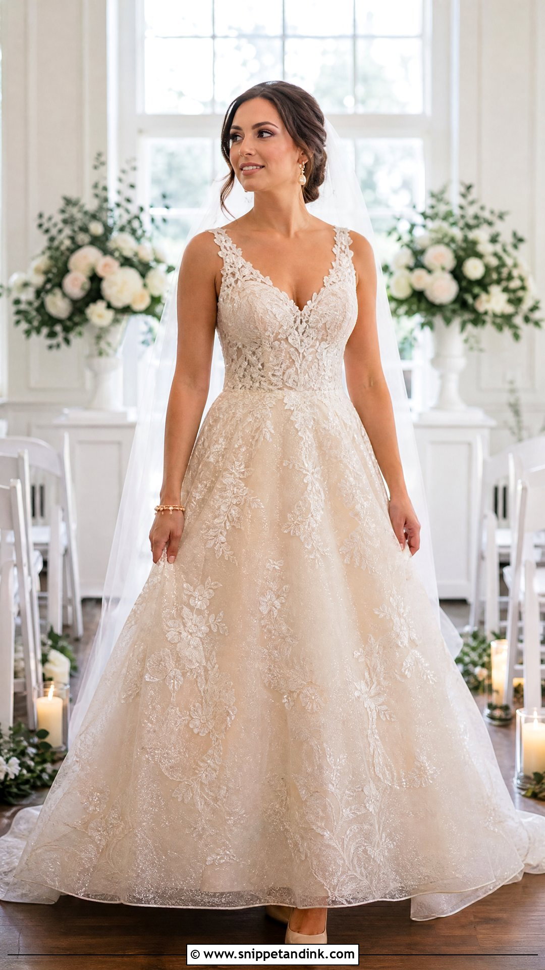 Champagne Shimmer Wedding Dress - Snippet and Ink - 20 Shimmer Wedding Dress Ideas