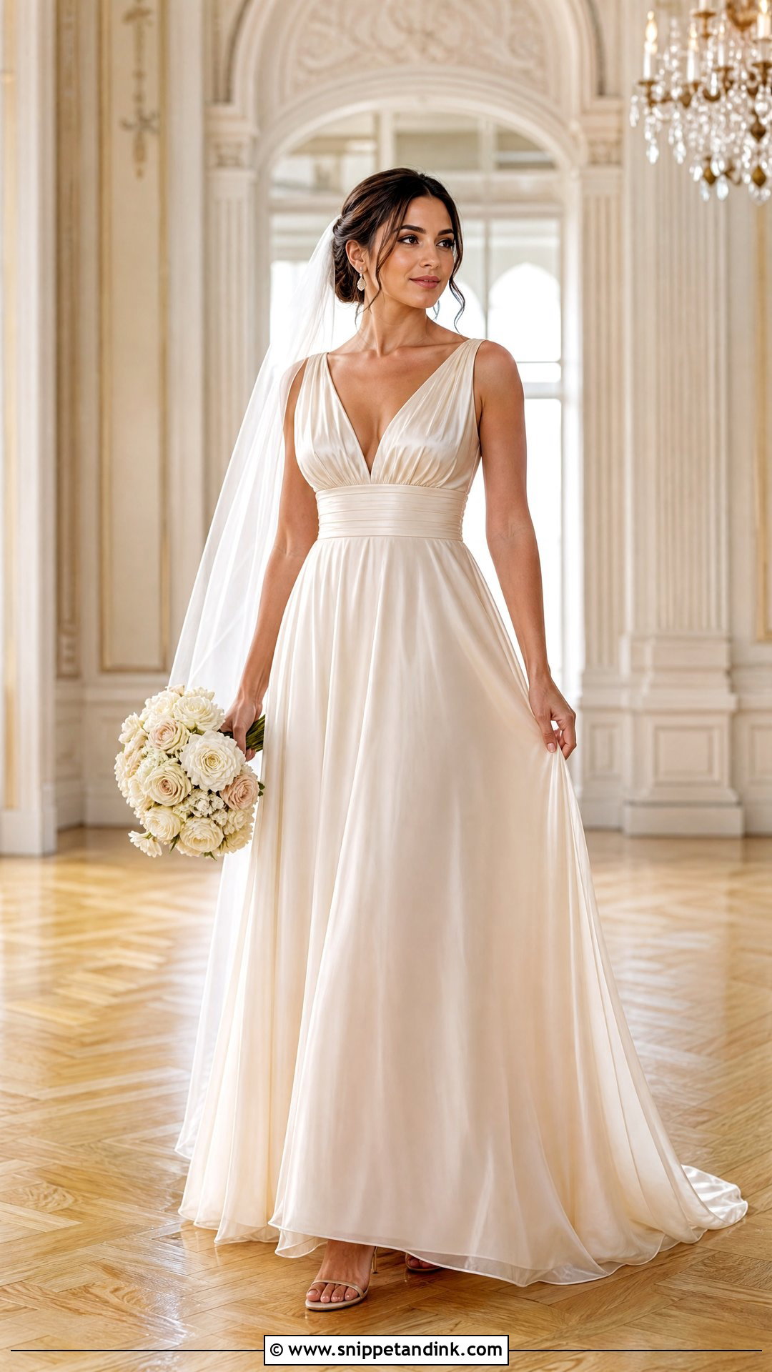 Champagne Silk Chiffon Wedding Dress - Snippet and Ink - 20 Silk Chiffon Wedding Dress Ideas
