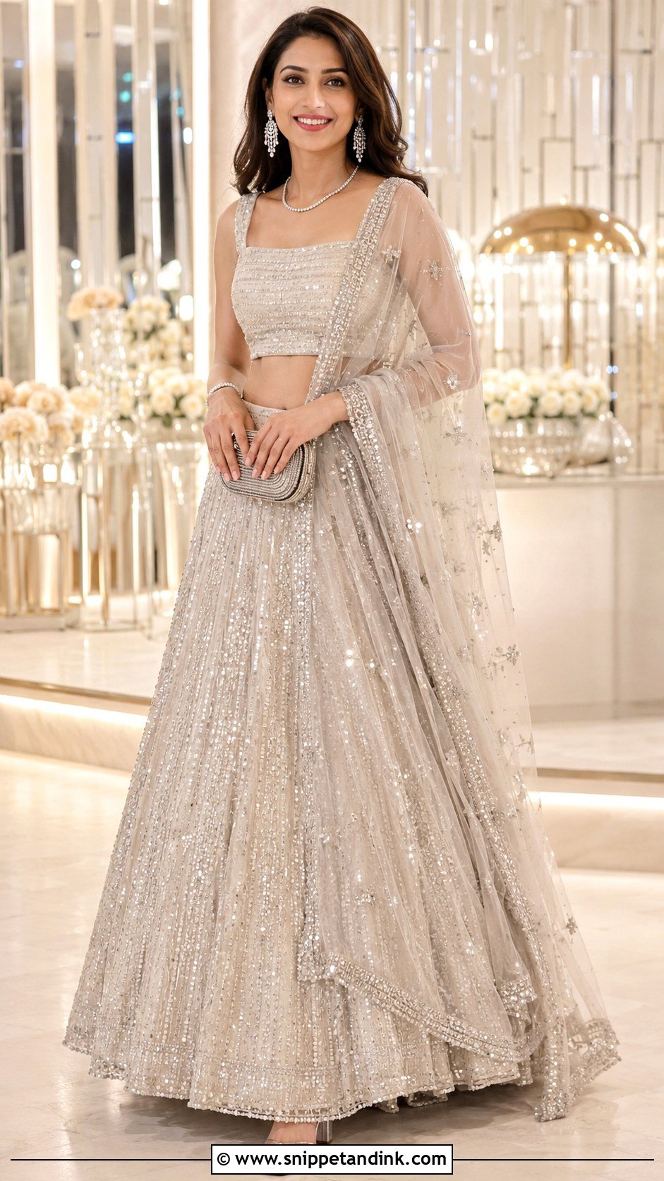 Champagne Silver Wedding Chaniya Choli - Snippet and Ink - 20 Wedding Chaniya Choli Ideas