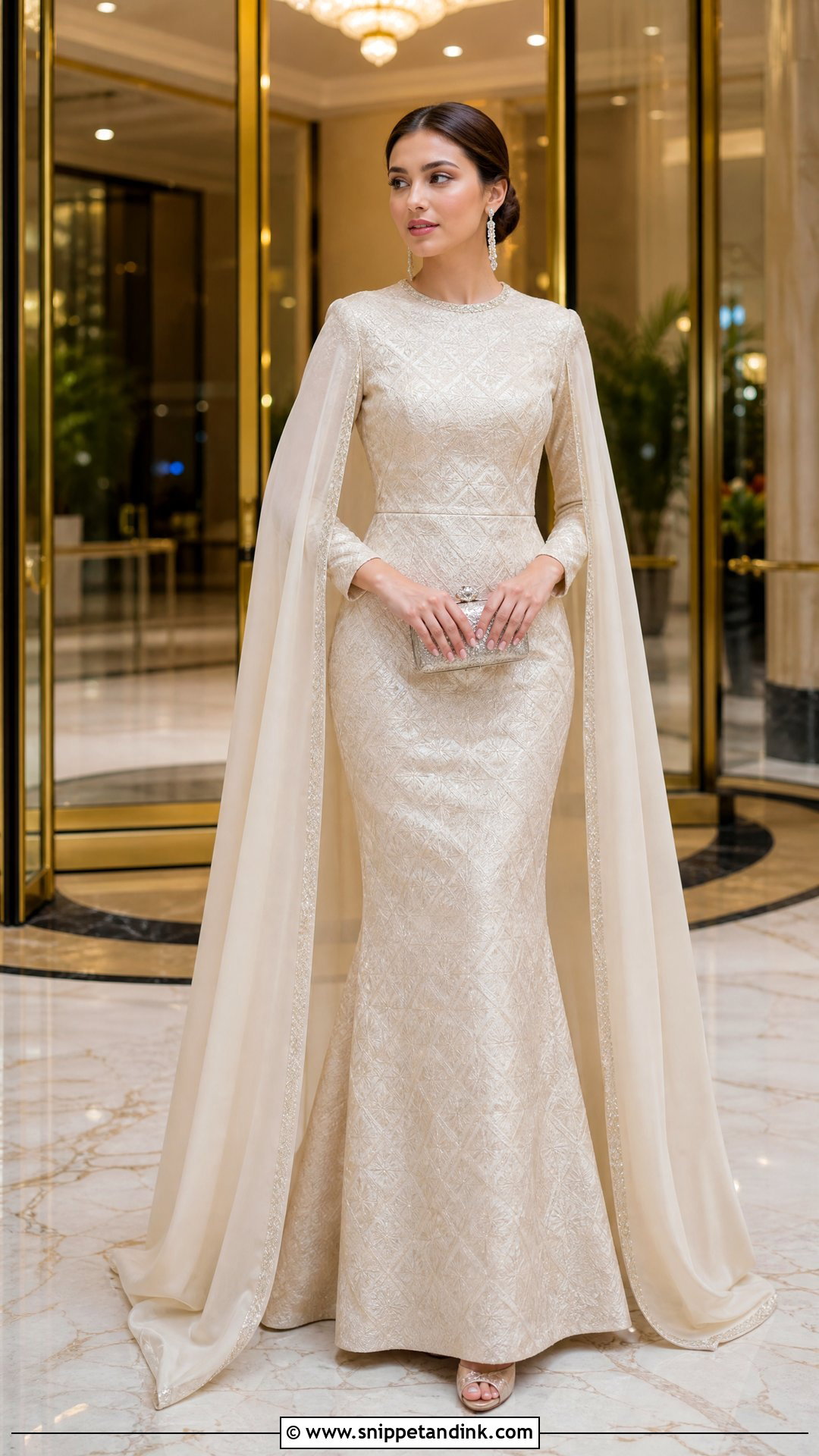 Champagne Songket Mermaid Dress - Snippet and Ink - 20 Wedding Songket Ideas