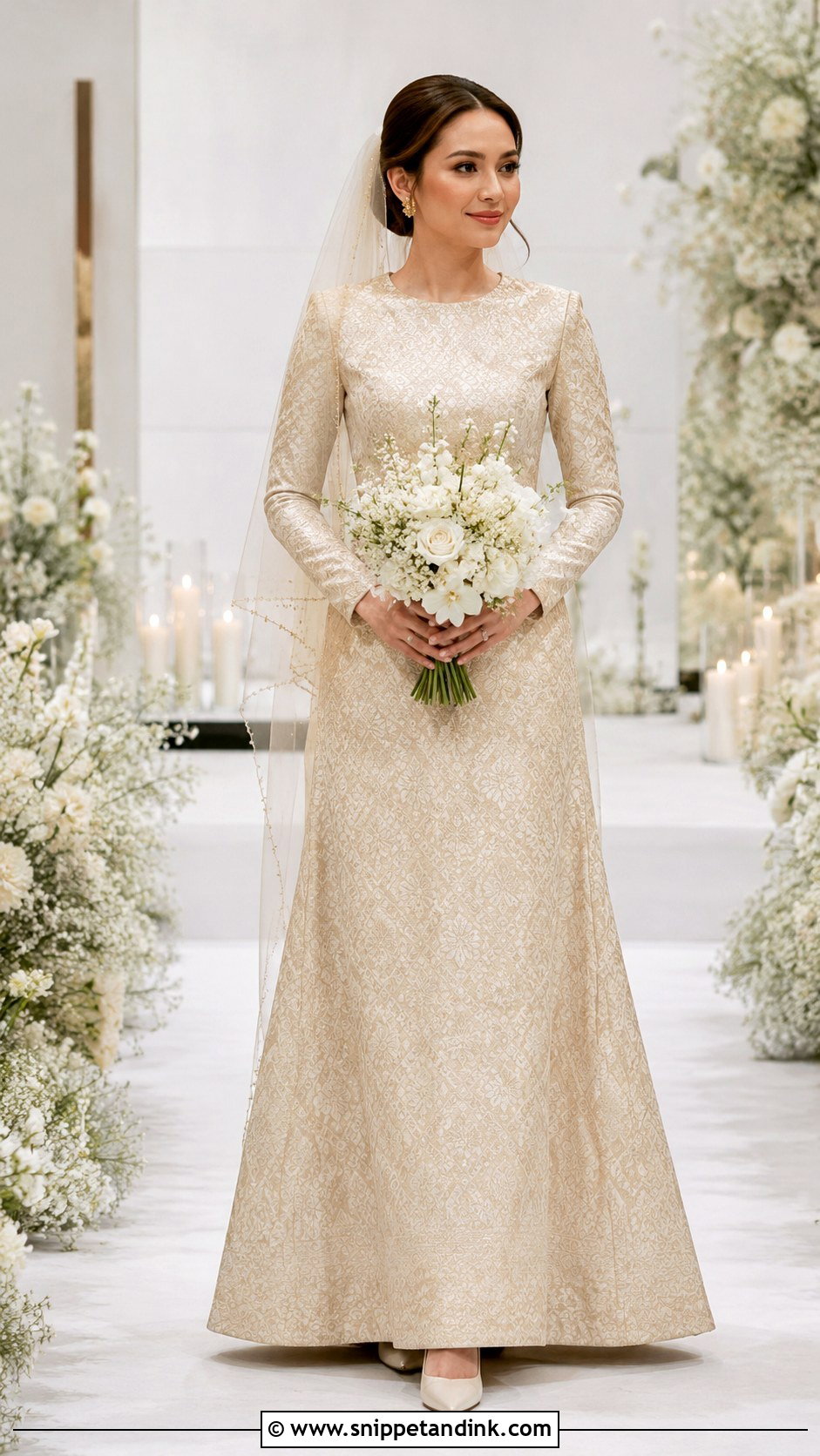 Champagne Songket Wedding Dress - Snippet and Ink - 30 Songket Wedding Dress Ideas