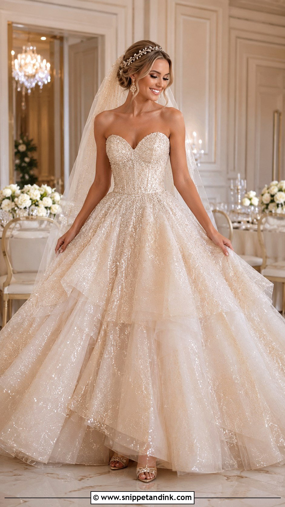 Champagne Sparkle Princess Wedding Dress - Snippet and Ink - 20 Big Poofy Princesses Wedding Dresses