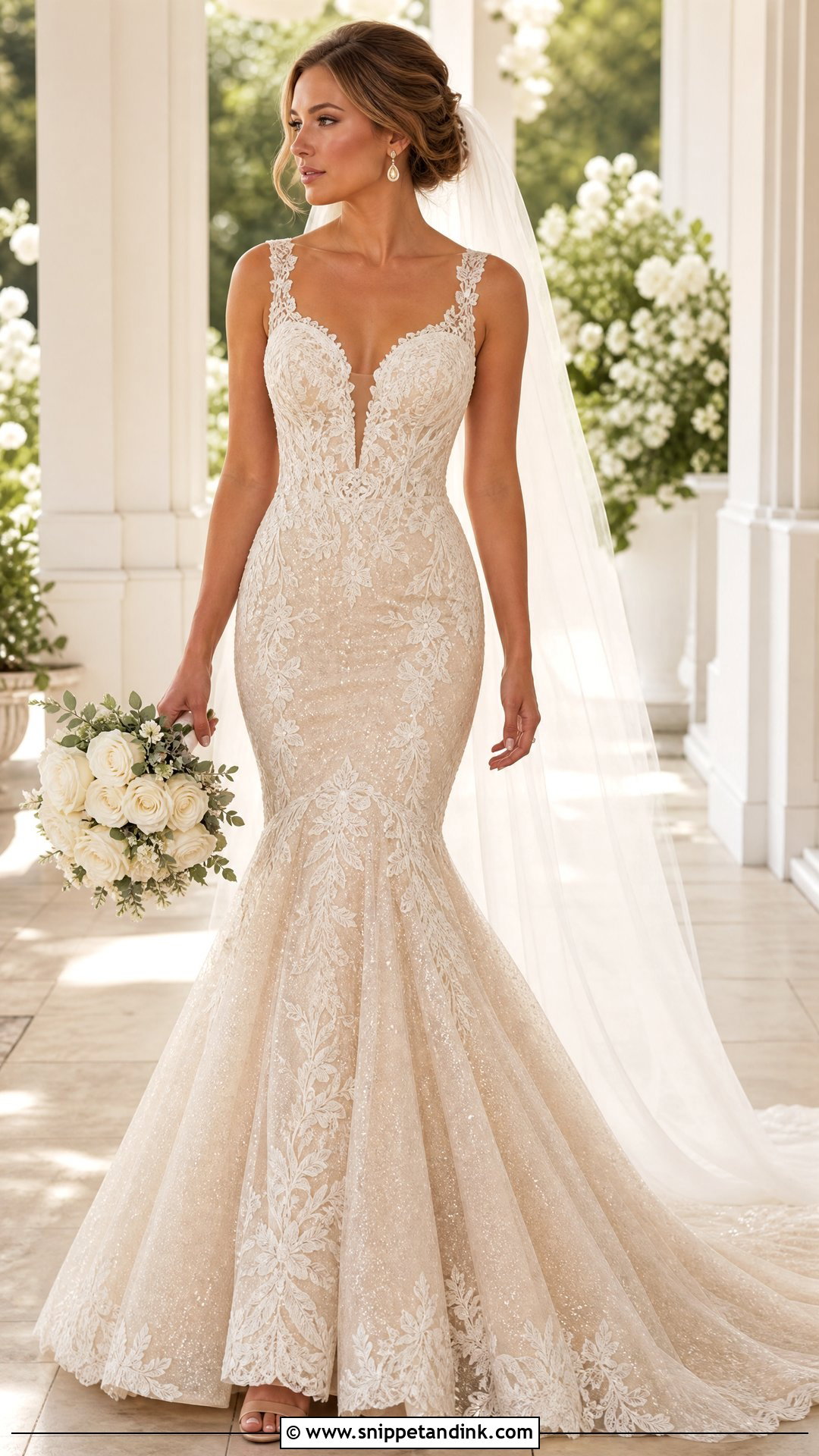 Champagne Sparkly Mermaid Wedding Dress - Snippet and Ink - 20 Sparkly Wedding Dress Mermaid Ideas