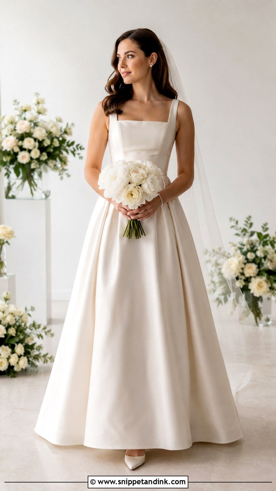 Champagne Square Neck Bridal Dress - Snippet and Ink - 20 Champagne Bridal Dress Ideas