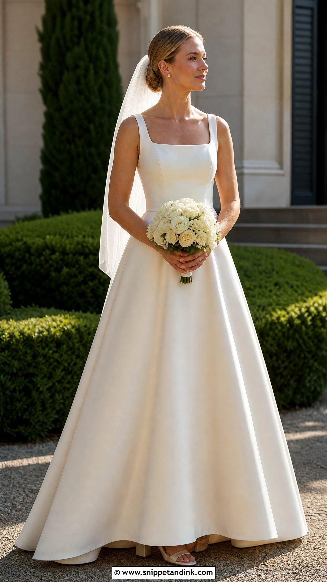 Champagne Square Neck Wedding Dress - Snippet and Ink - 25 Champagne Wedding Dresses