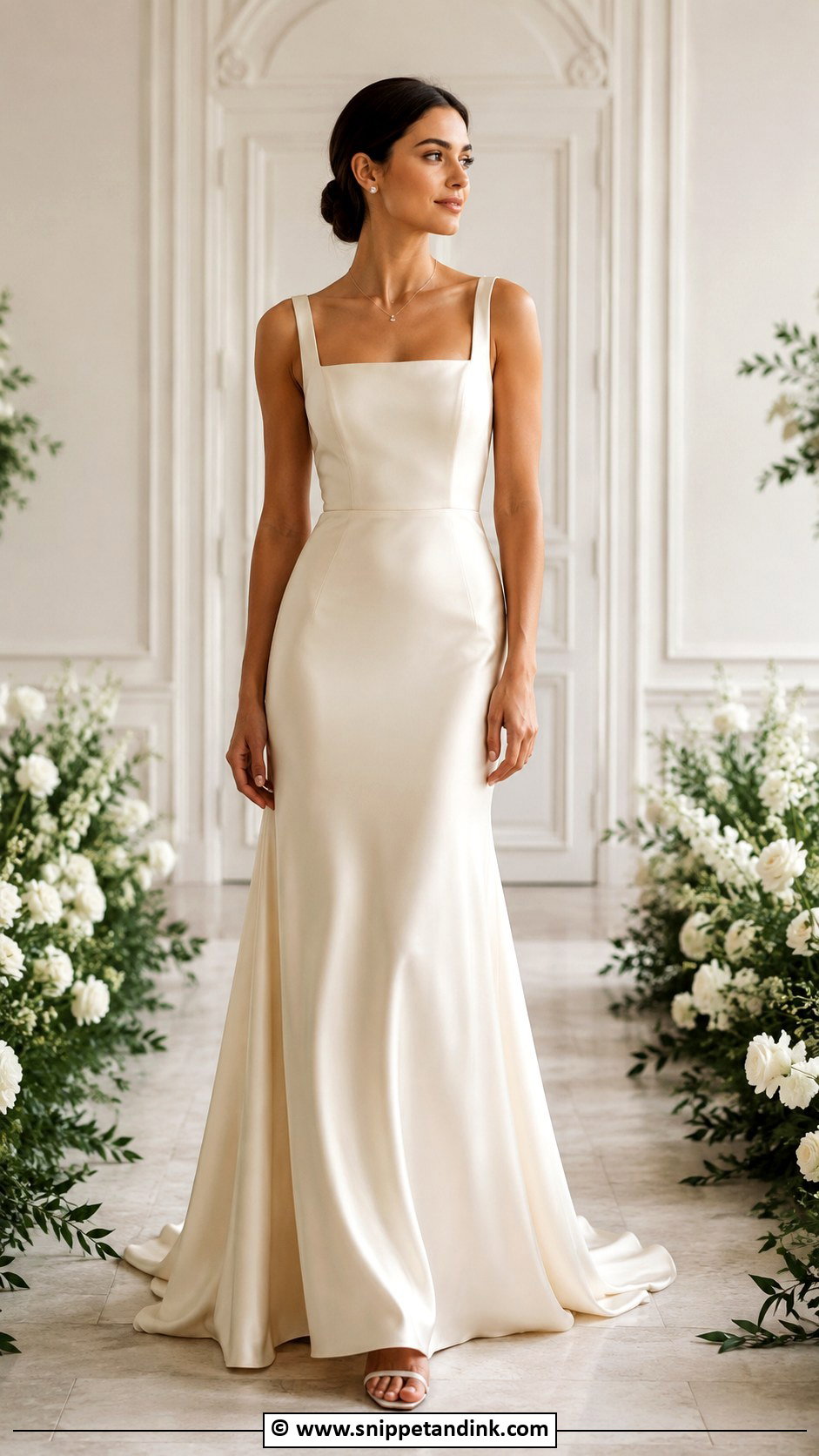 Champagne Square Neck Wedding Dress - Snippet and Ink - 30 Champagne Wedding Dress Ideas