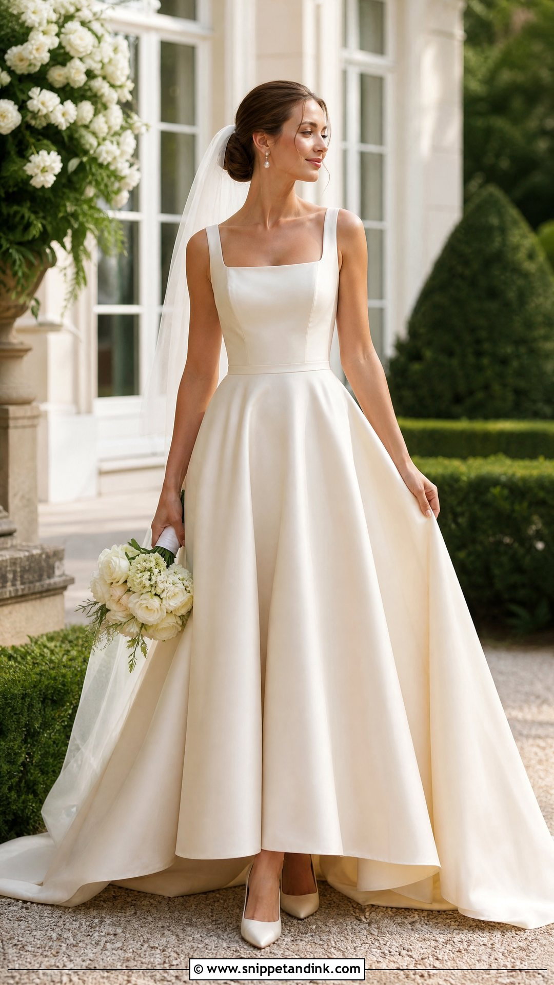 Champagne Square Neck Wedding Gown - Snippet and Ink - 25 Champagne Wedding Gown Ideas