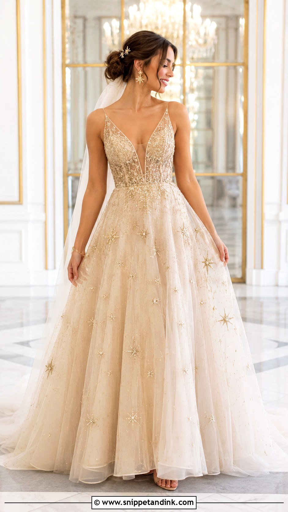Champagne Star Wedding Dress - Snippet and Ink - 20 Star Wedding Dress Ideas