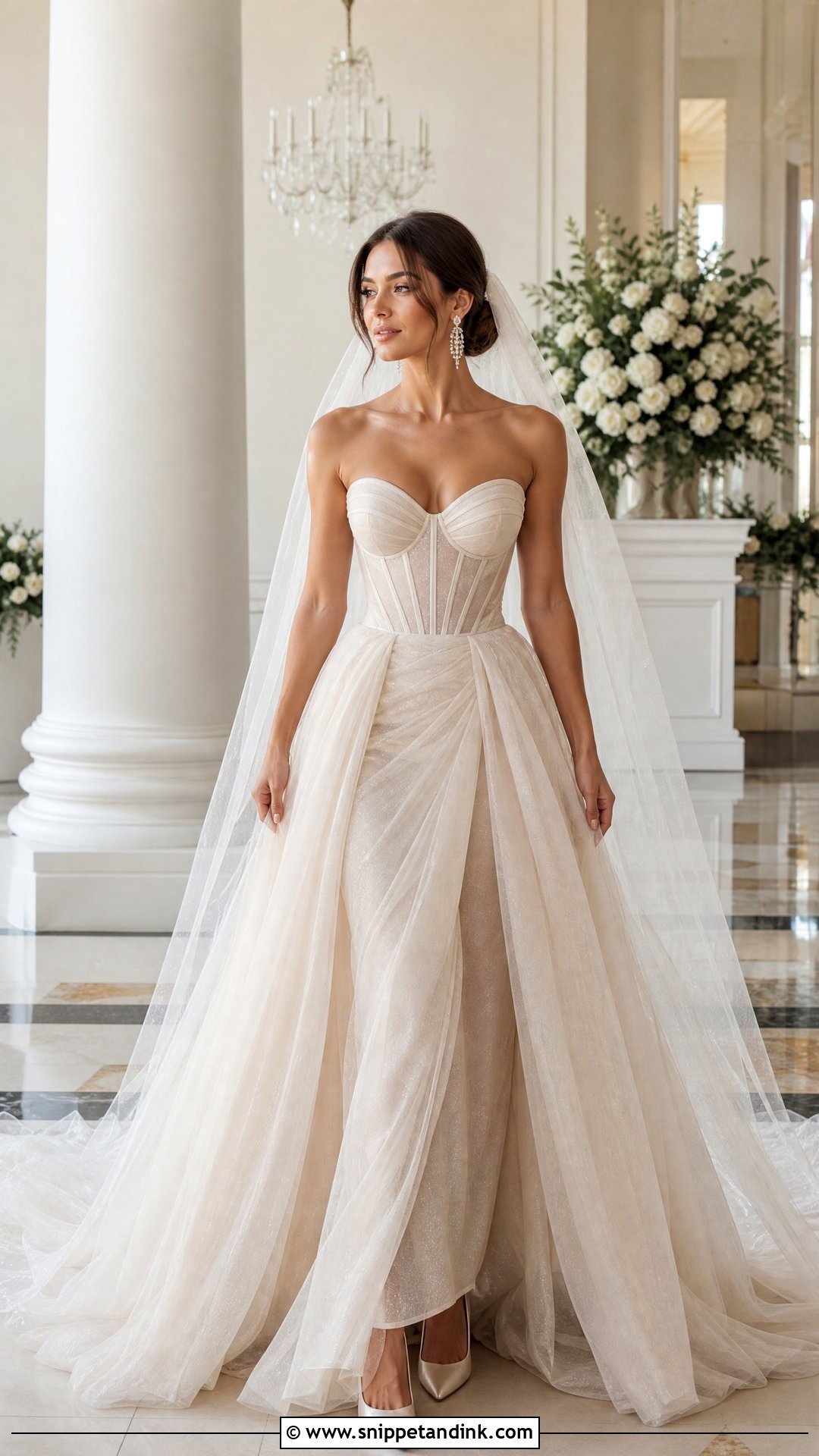 Champagne Strapless Corset Wedding Dress - Snippet and Ink - 25 Champagne Wedding Dresses