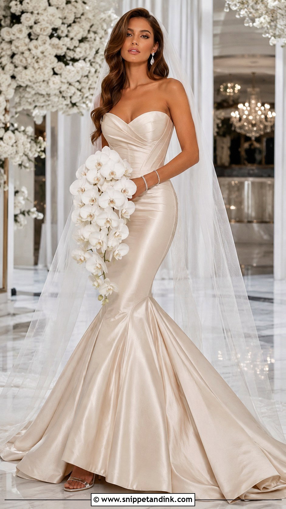 Champagne Strapless Mermaid Bridal Dress - Snippet and Ink - 20 Champagne Bridal Dress Ideas