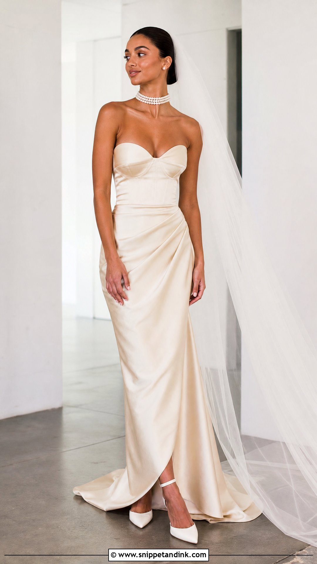 Champagne Strapless Wedding Dress - Snippet and Ink - 25 Champagne Wedding Gown Ideas
