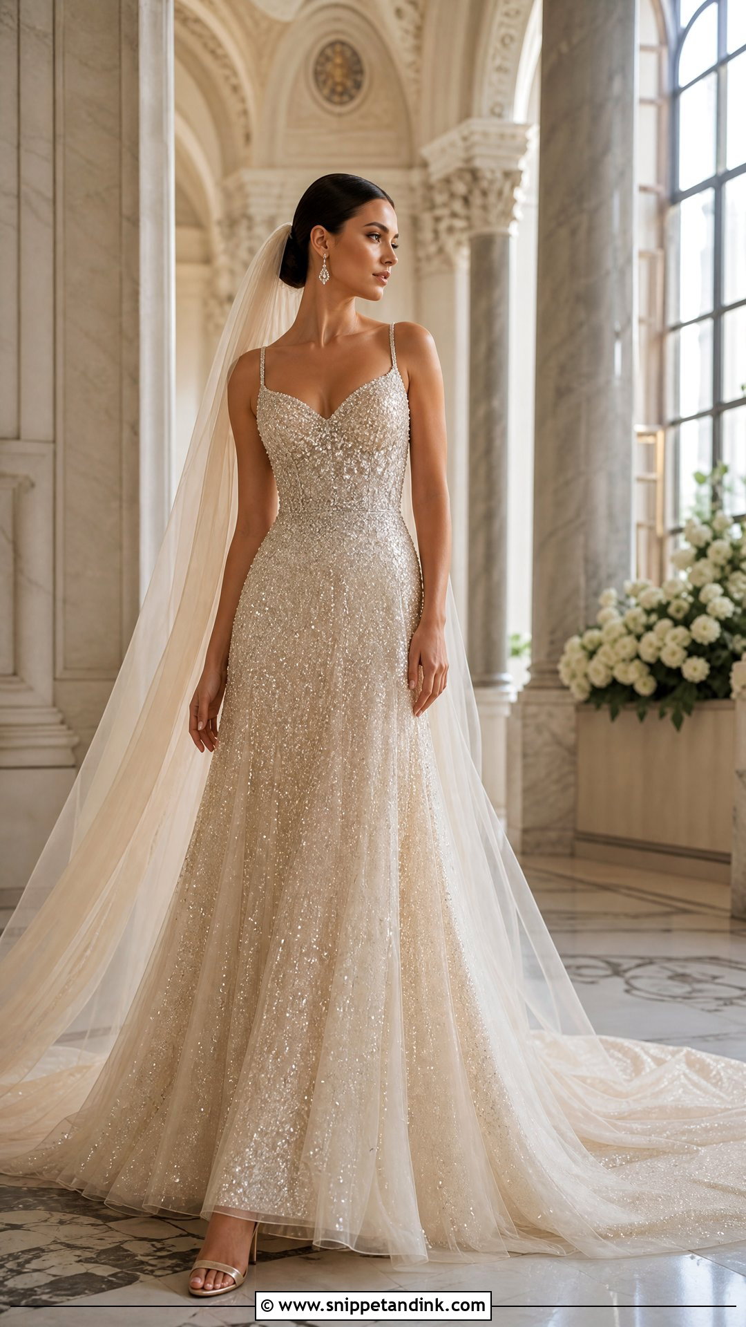 Champagne Swarovski Crystal Wedding Dress - Snippet and Ink - 20 Swarovski Wedding Dress Ideas