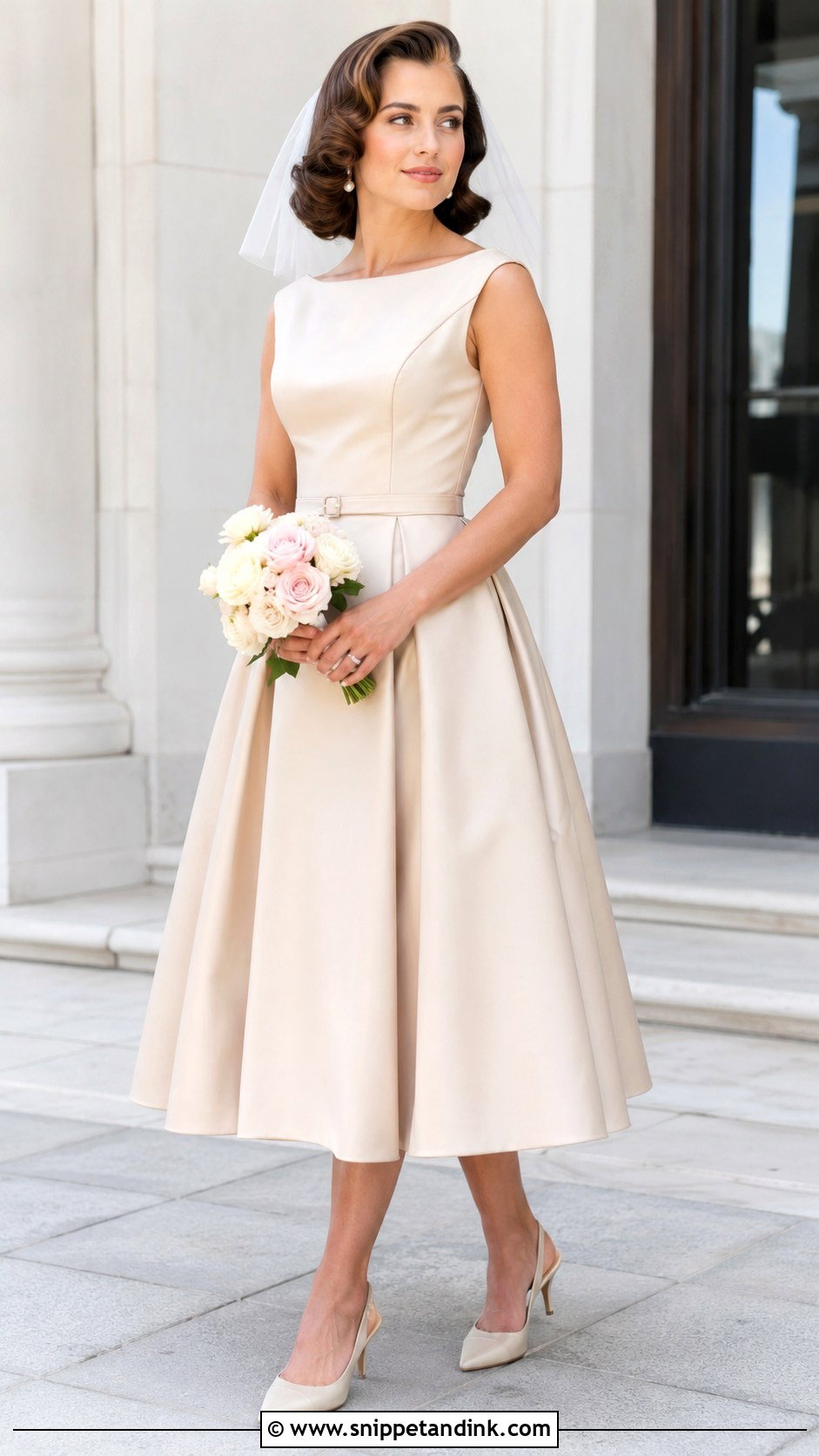 Champagne Tea Length Bridal Dress - Snippet and Ink - 20 Champagne Bridal Dress Ideas