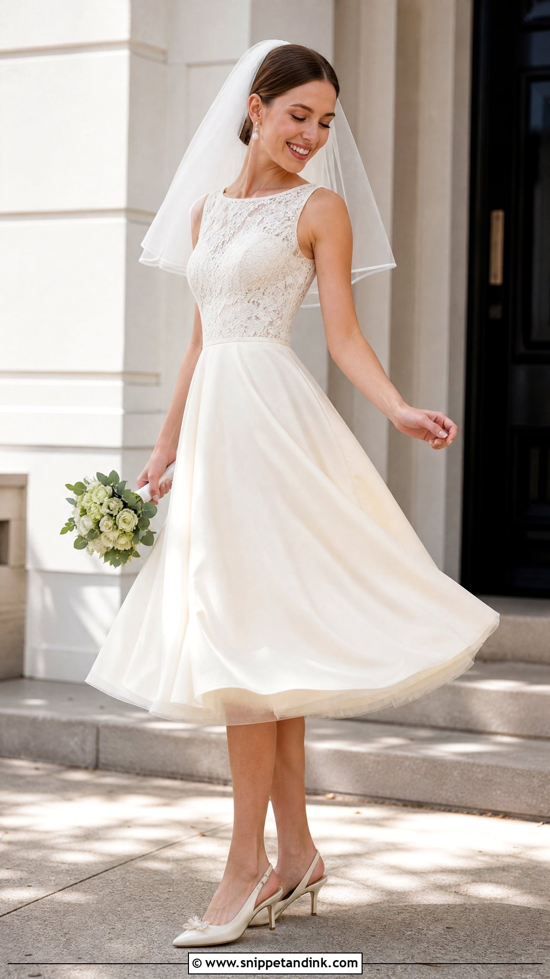 Champagne Tea Length Wedding Dress - Snippet and Ink - 25 Champagne Wedding Dresses