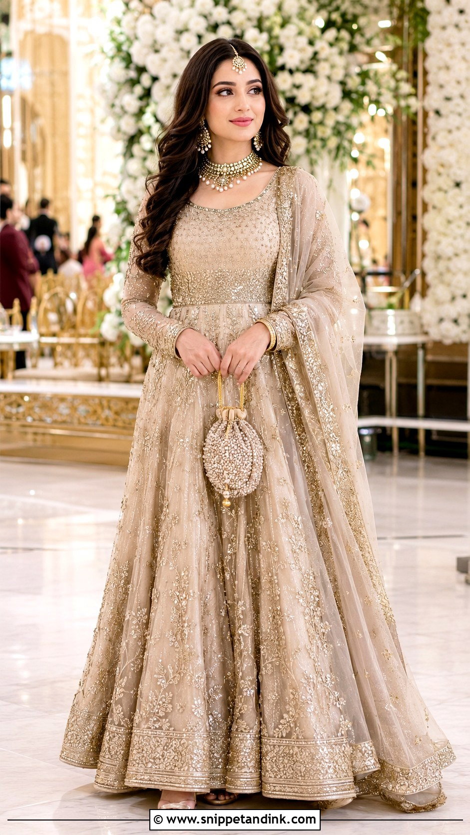 Champagne Tissue Anarkali Bridal Dress - Snippet and Ink - 20 Anarkali Bridal Dress Ideas