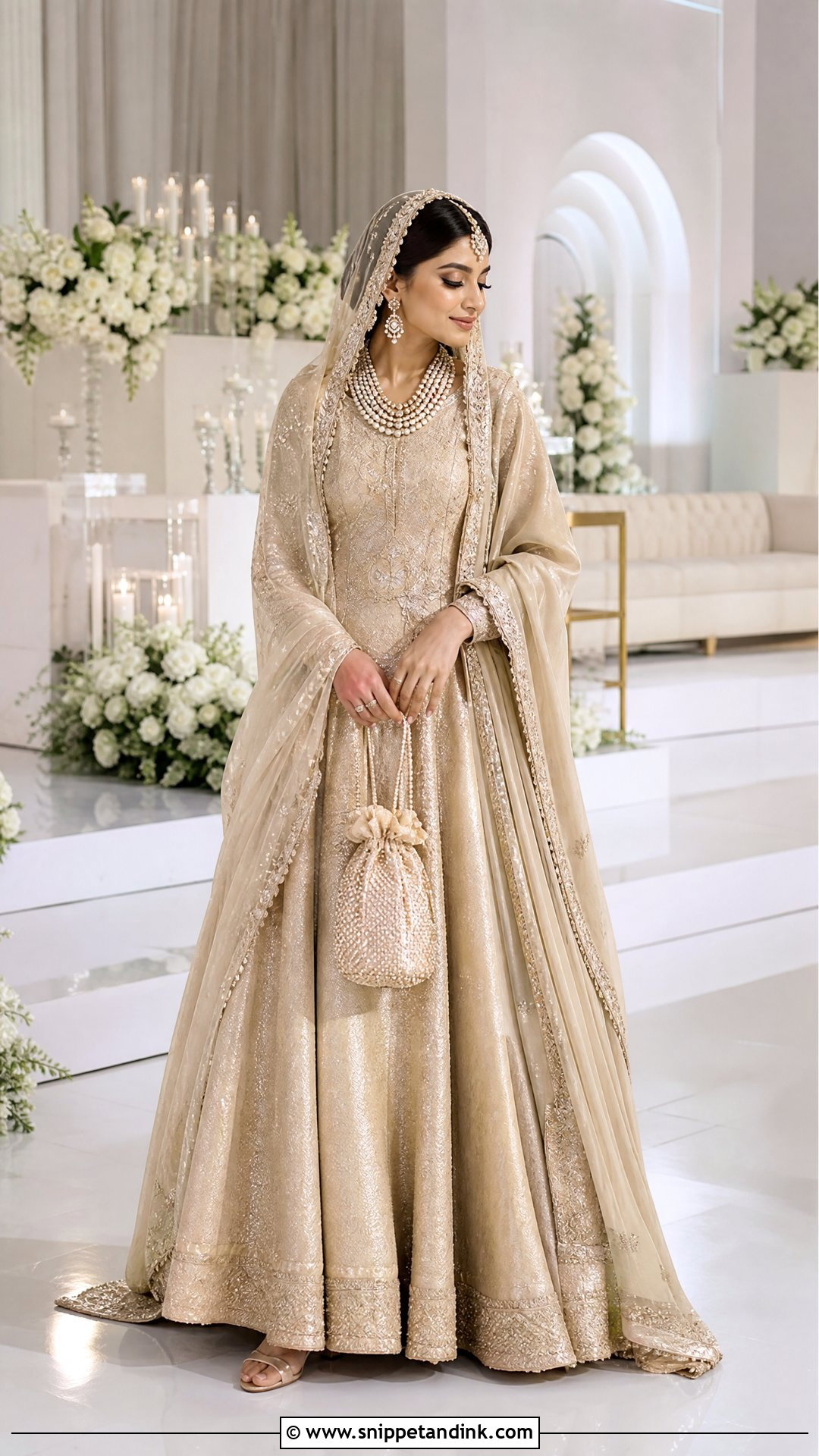 Champagne Tissue Lehenga Pakistani Wedding Dress - Snippet and Ink - 20 New Pakistani Wedding Dresses