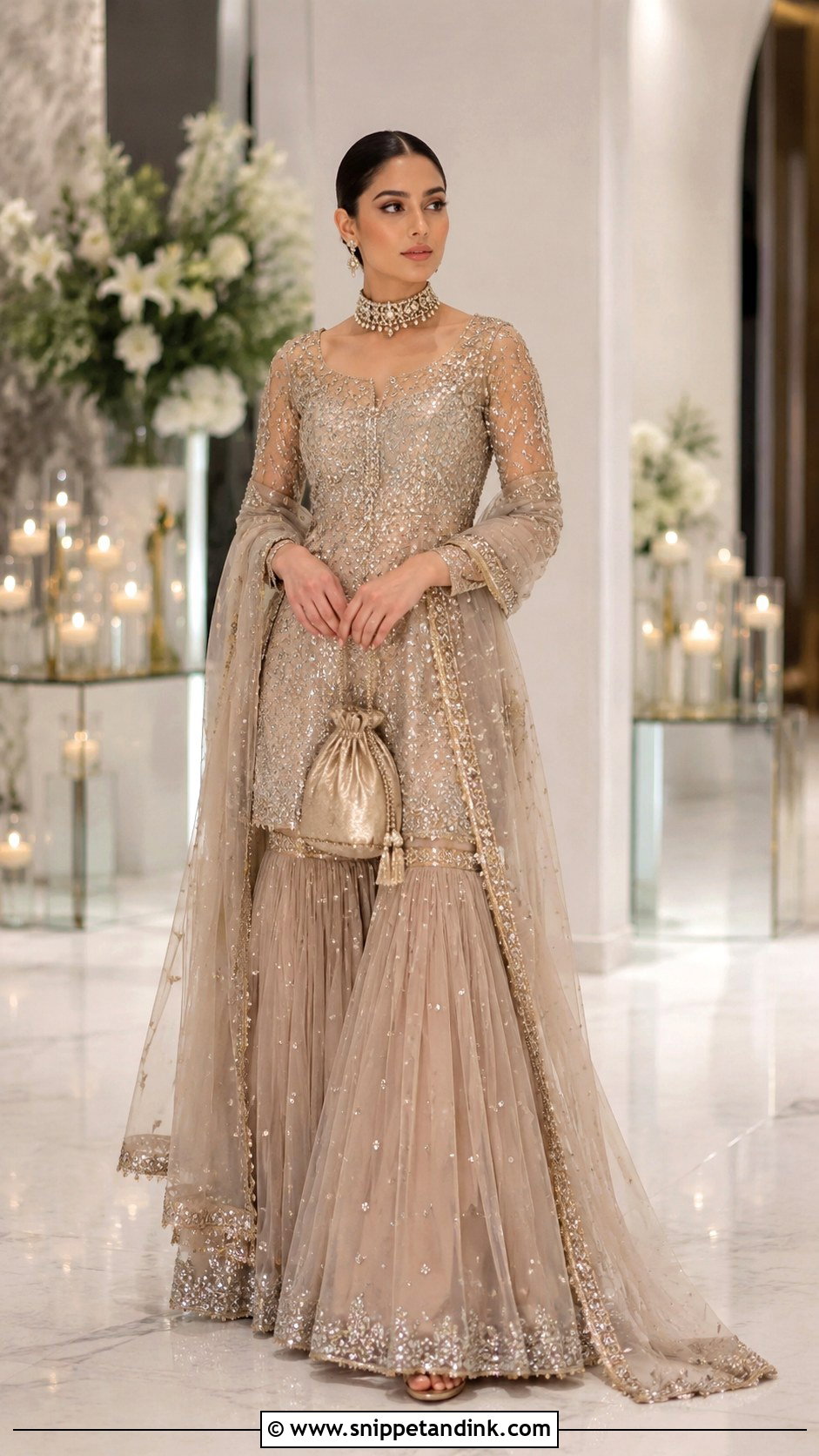 Champagne Tonal Garara Bridal Dress - Snippet and Ink - 20 Garara Bridal Dress Ideas