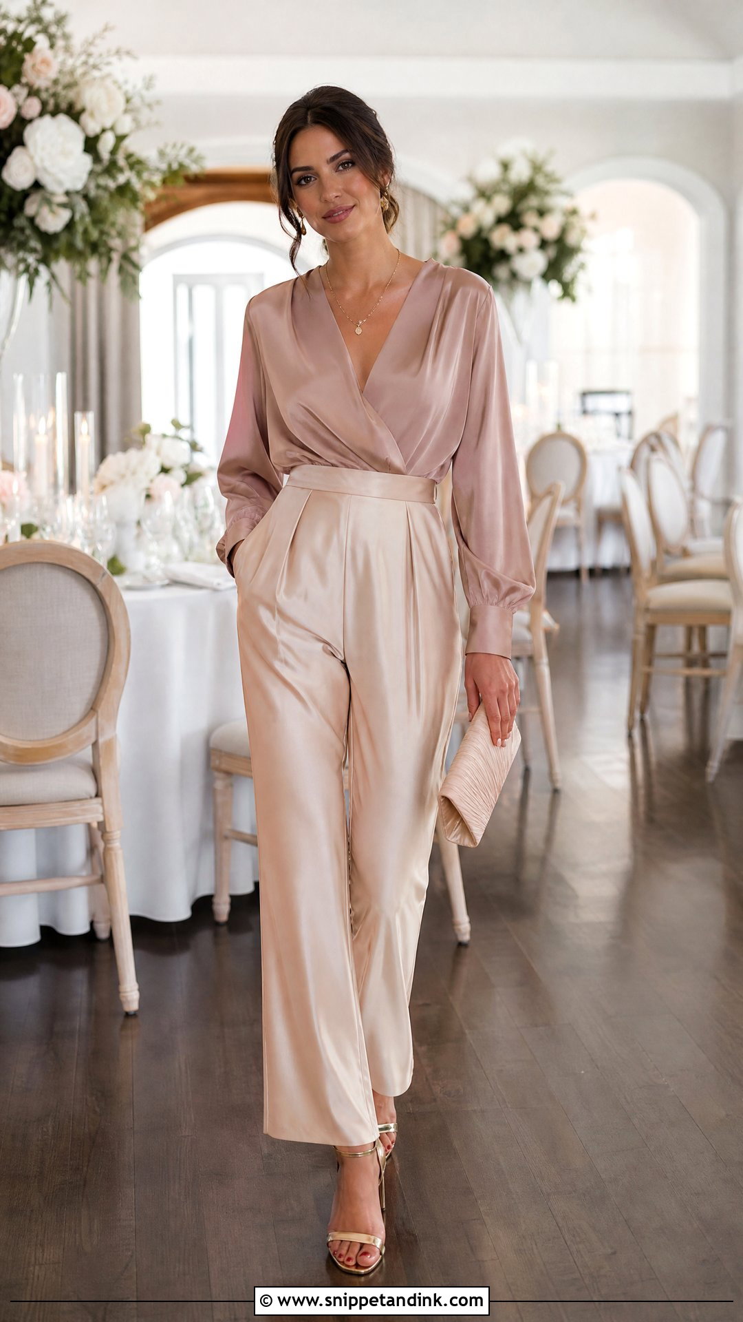 Champagne Trousers Wedding Outfit - Snippet and Ink - 25 Dressy Pants Outfits for Wedding