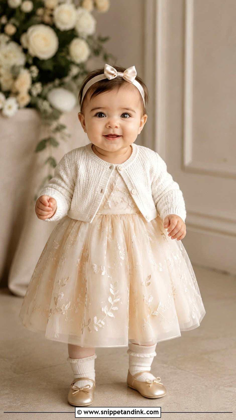 Champagne Tulle Baby Wedding Dress - Snippet and Ink - 20 Baby in Wedding Dress Ideas