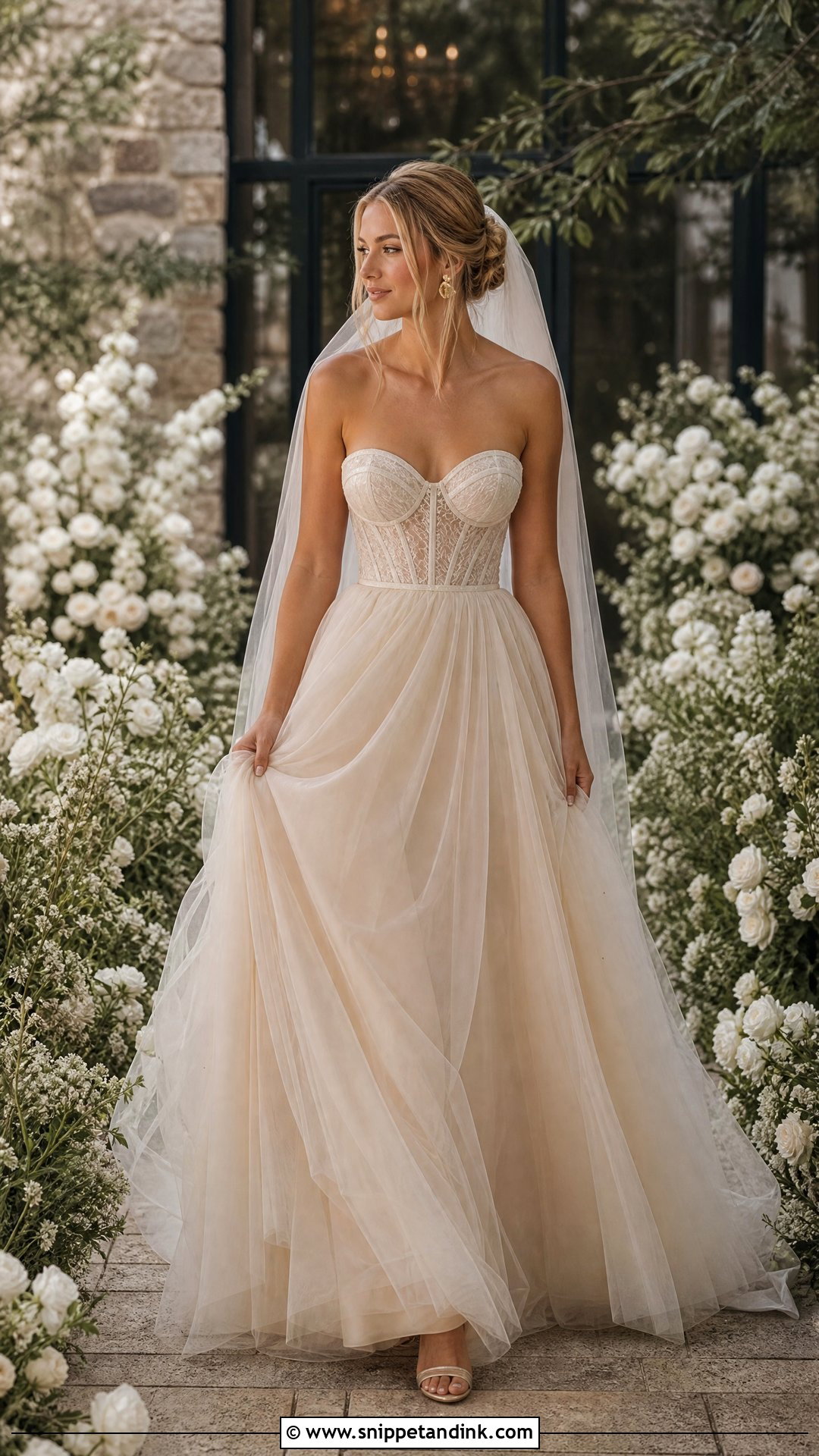 Champagne Tulle Skirt Wedding Dress - Snippet and Ink - 20 Tulle Skirt Wedding Dress Ideas