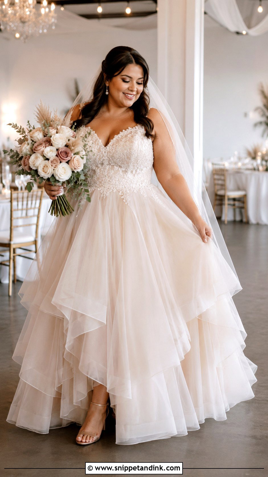Champagne Tulle Wedding Dress - Snippet and Ink - 20 Wedding Dresses for Curvy Women