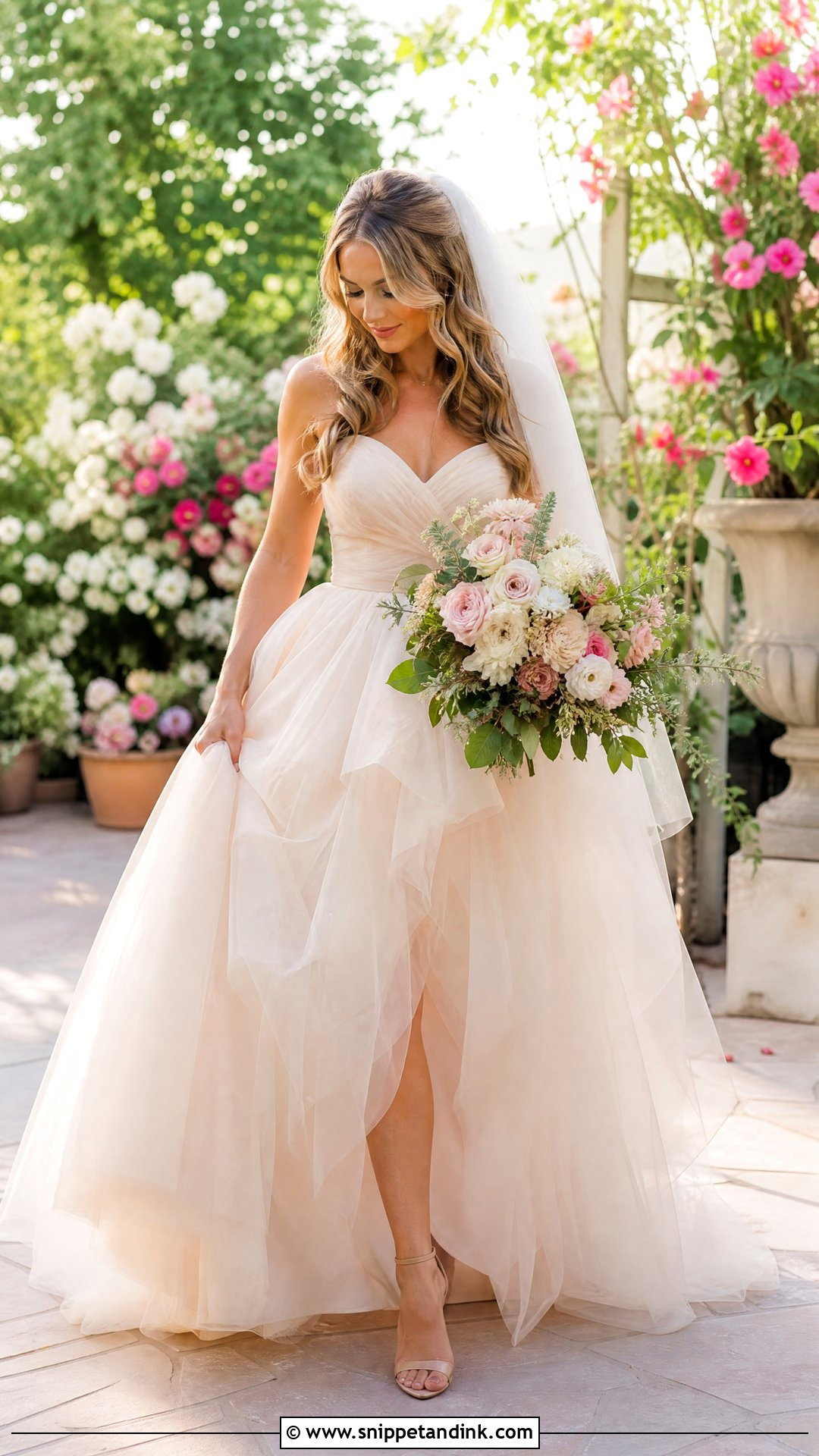 Champagne Tulle Wedding Dress - Snippet and Ink - 25 Champagne Wedding Gown Ideas