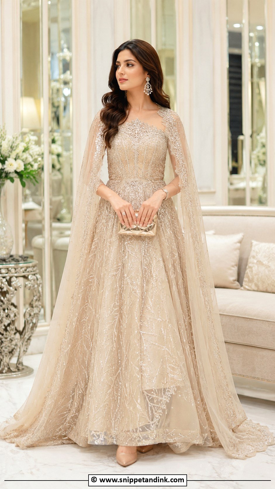 Champagne Valima Bridal Gown - Snippet and Ink - 30 Valima Bridal Dress Pakistan Ideas