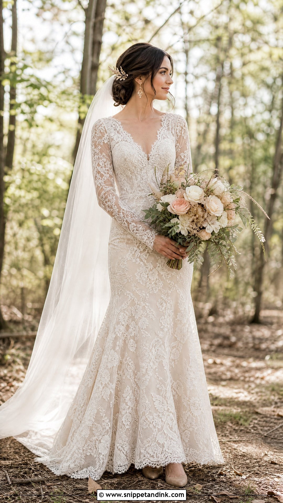 Champagne Vintage Bohemian Lace Wedding Dress - Snippet and Ink - 20 Vintage Bohemian Lace Wedding Dress Ideas