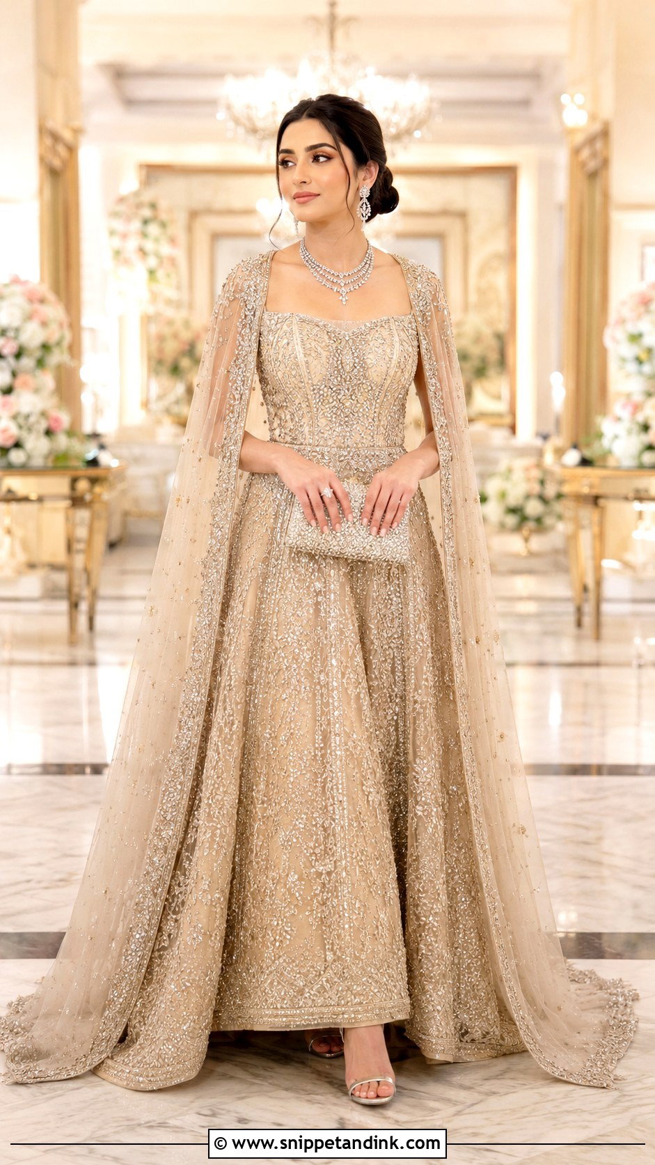 Champagne Walima Bridal Gown - Snippet and Ink - 30 Walima Bridal Look Ideas