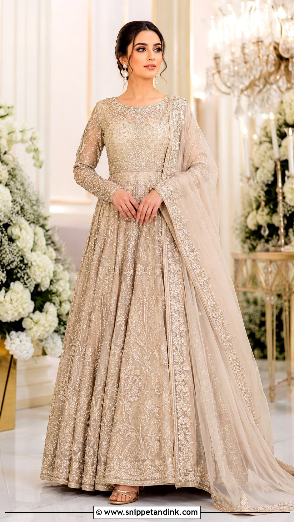 Champagne Walima Bridal Maxi - Snippet and Ink - 25 Walima Bridal Dress Pakistan Ideas