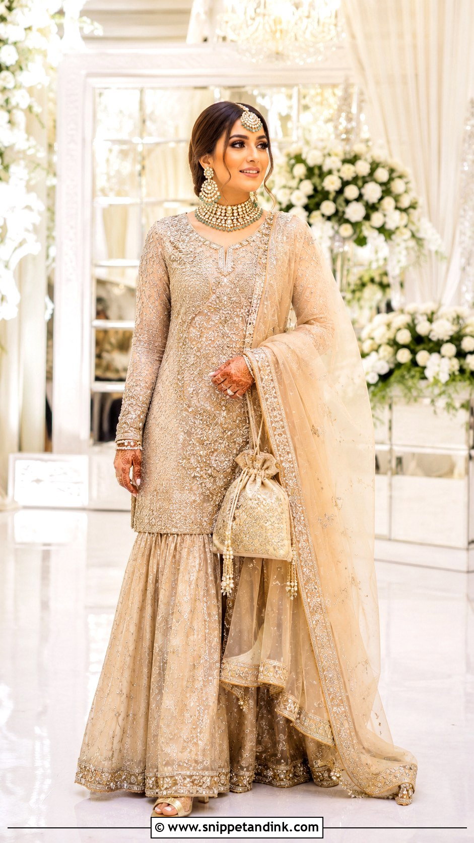 Champagne Walima Bridal Sharara - Snippet and Ink - 20 Walima Brides Ideas