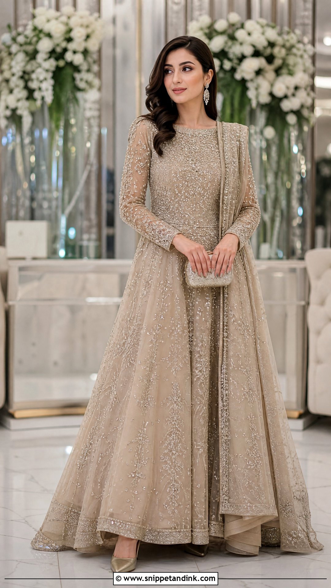 Champagne Walima Pakistani Bridal Gown - Snippet and Ink - 20 Pakistani Dulhan Wedding Bride Dress Ideas