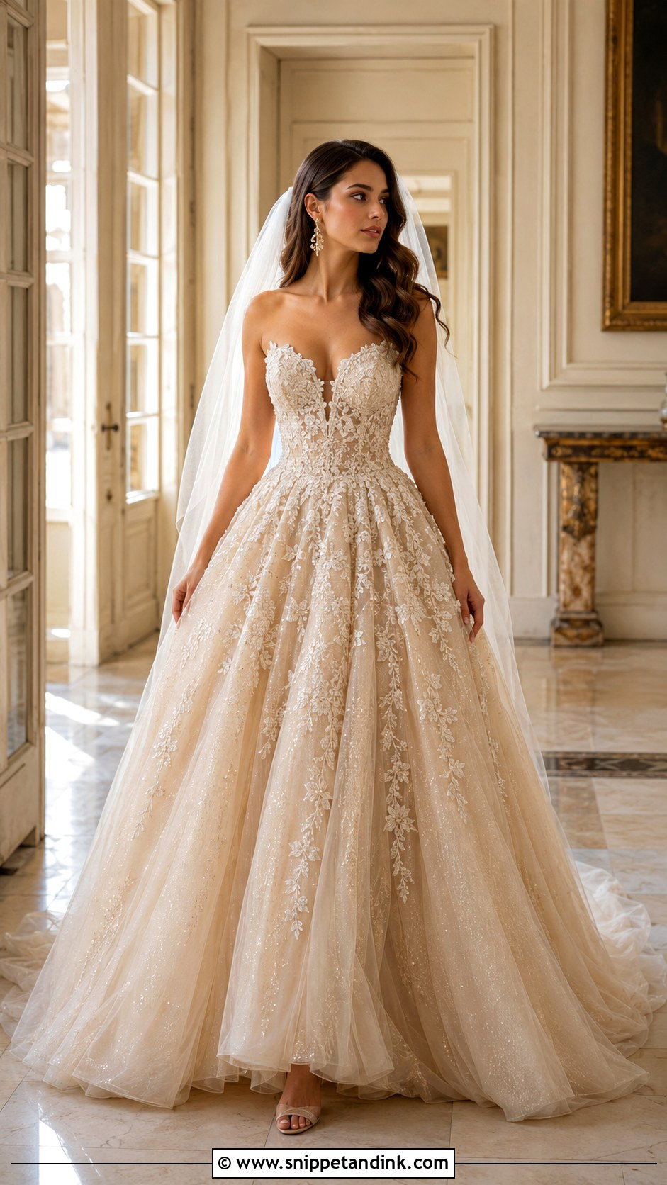 Champagne Wedding Dress - Snippet and Ink - 20 Glamour Wedding Dress Ideas