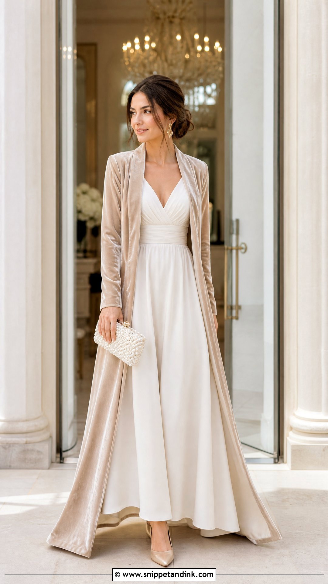 Champagne Wedding Dress Coat With Ivory Gown - Snippet and Ink - 20 Wedding Dress Coat Ideas